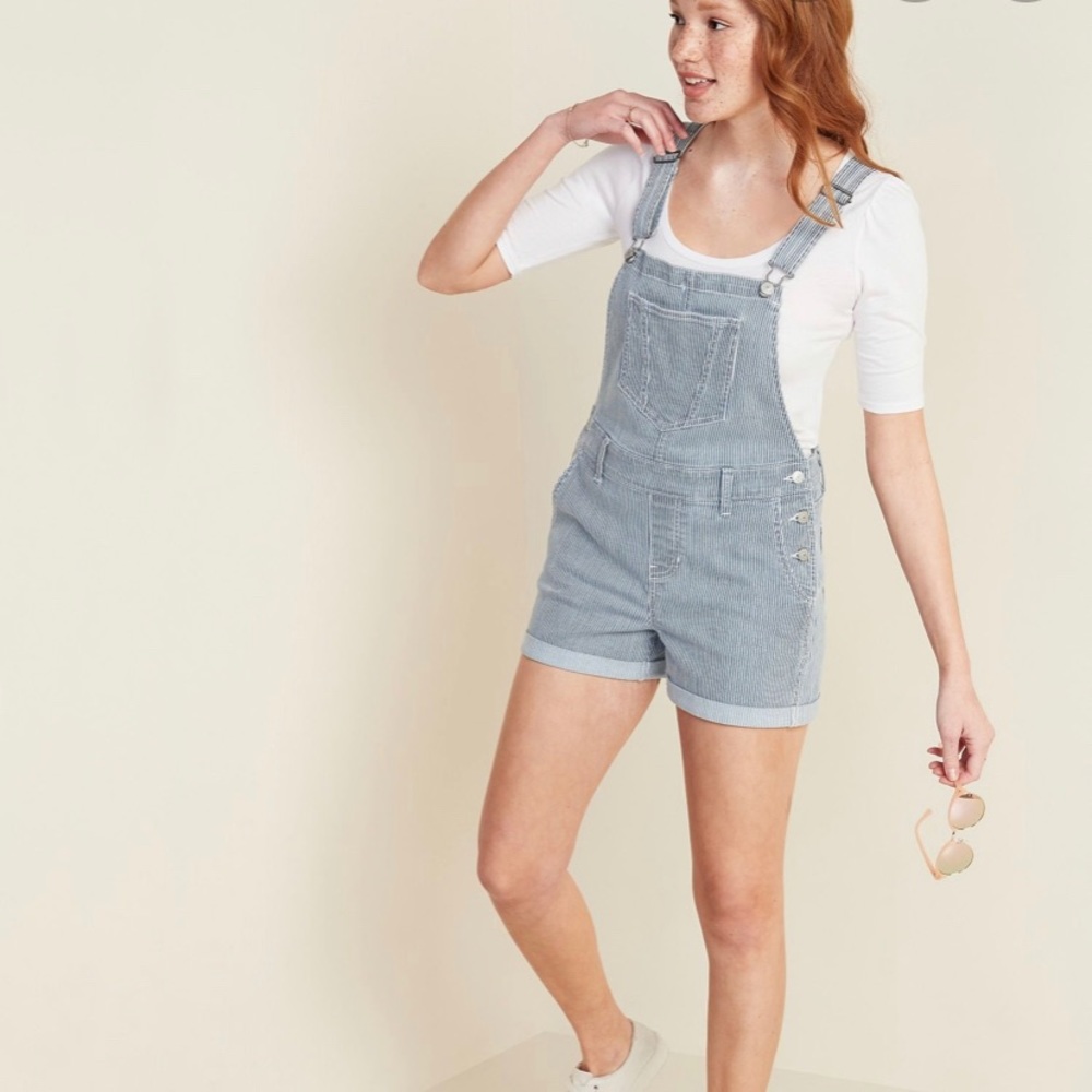 Old Navy Shortalls Rail Stripe Shorts Overalls